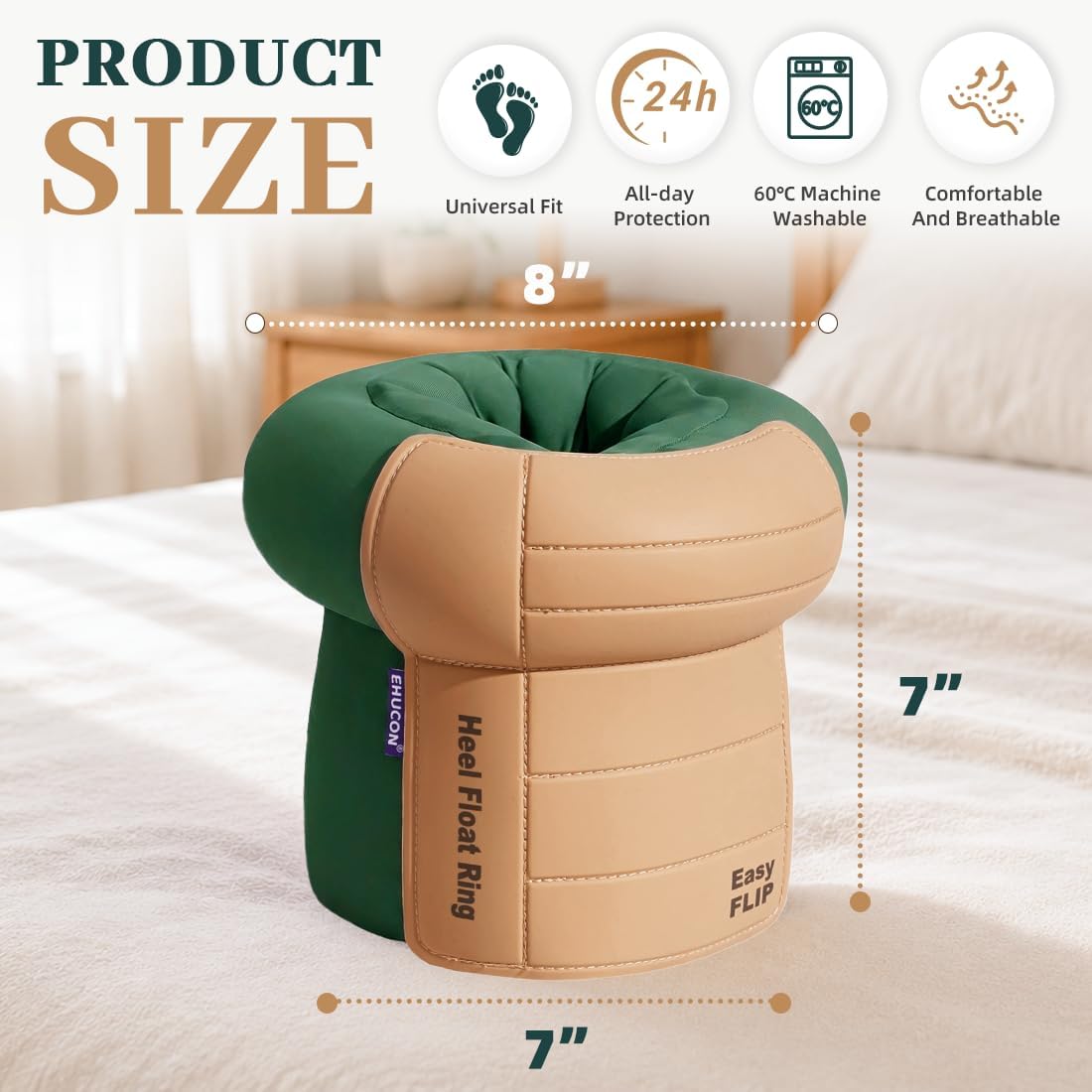 Heel Protector for Elderly, 360°Floating Heel Cushion with Egg Crate Foam