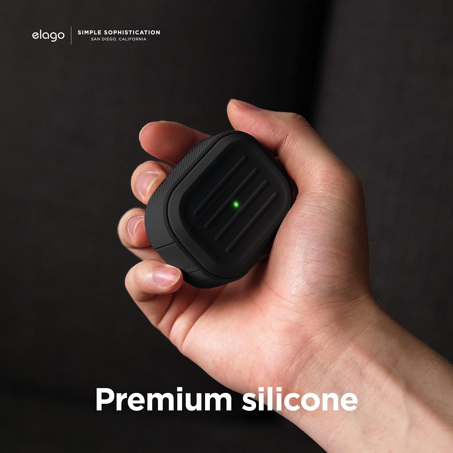 elago Armor Case Compatible with AirPods 3rd Generation Case - Compatible with AirPods 3 Case, Carabiner Included, Supports Wireless Charging, Shock Resistant, Easily Cleaned, Full Protection (Black)