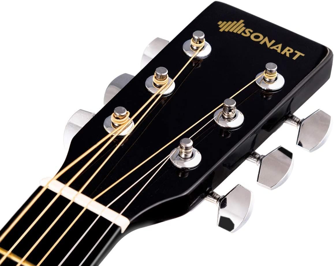 GLACER 41” Beginner Acoustic Guitar, Full-Size All Wood Guitar Starter Set w/Gig Bag, Shoulder Strap, Extra Strings, Pick, Ideal for Kids, Youth, Adult (Orange)