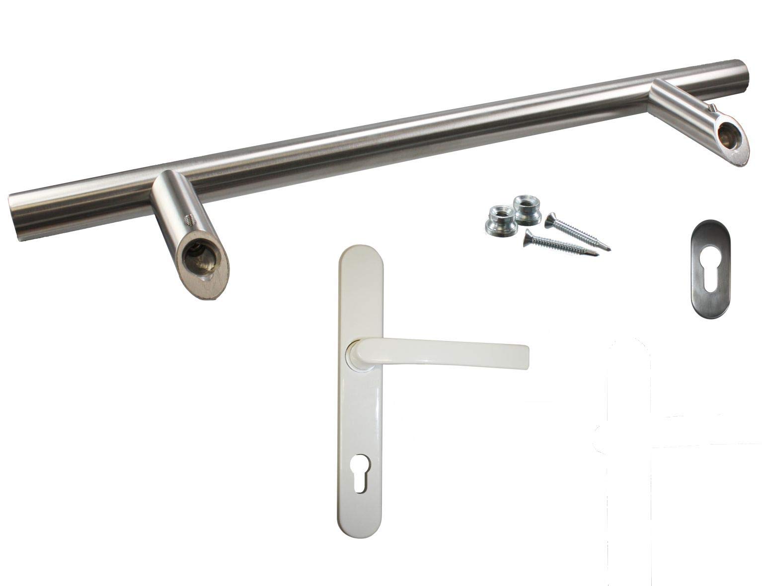 h Stoßgriff Edelstahl/Innendrücker Aluminum Set, inkl. Schrauben, Schutzrosette 320 mm (1 ST)