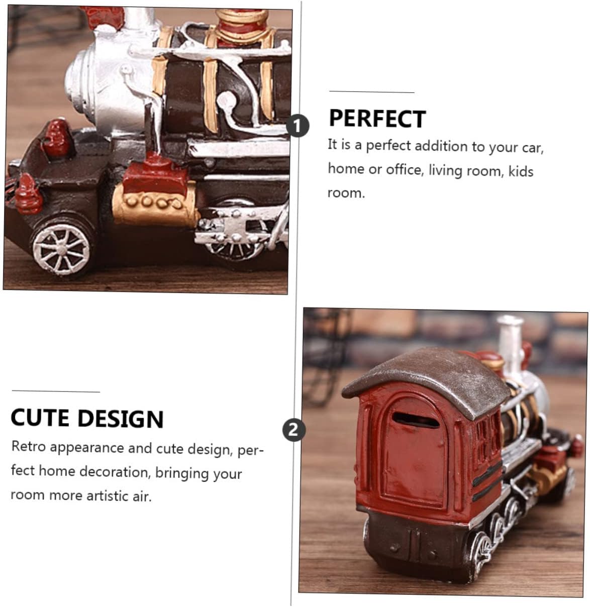 1pc Creative Retro Train Ornament Unique Locomotive Artware for Home Decor and Photography Props Design for Living Room and Office Decoration