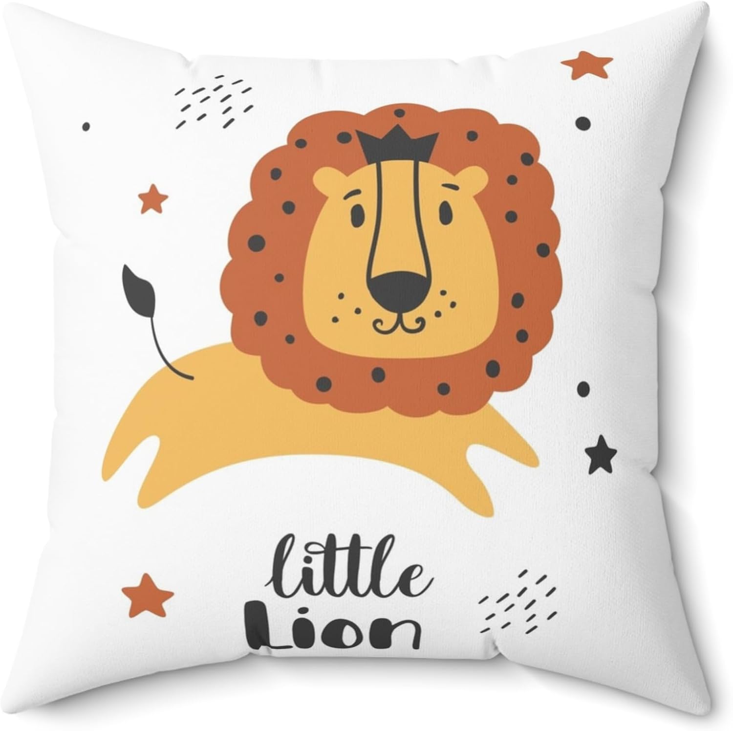 Kids Lion Nursery Decor Pillow, Cute Animal Cushion for Children, Spun Polyester Square Pillow, Children's Room Decoration,
