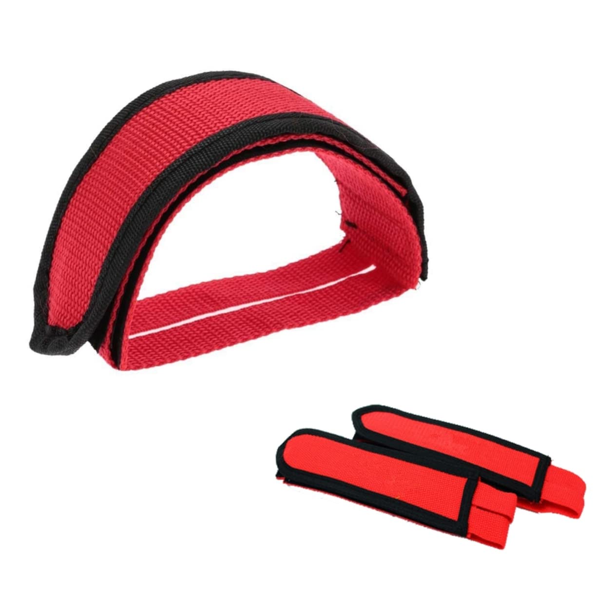 Outanaya 2pairs - Bike Pedal Straps Toe Clip Bands for Cycling Strong Adhesive Foot Securement for Mountain and Road Red