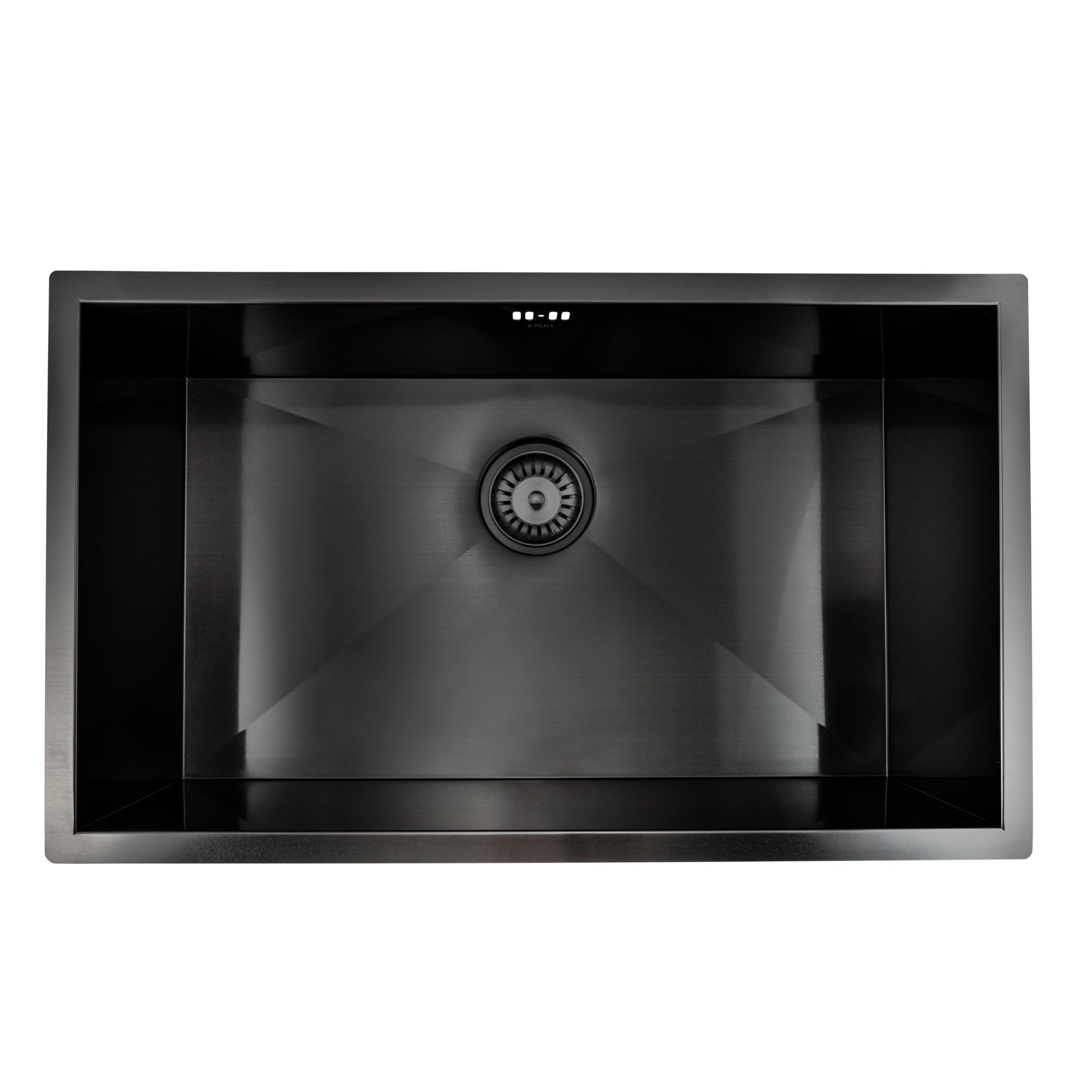 ENKI Bali KS033 Gunmetal Black Stainless Steel Rectangular Kitchen Sink, 760mm x 455mm, Undermount/Topmount Fitting, Large Bowl, Kitchen Essential