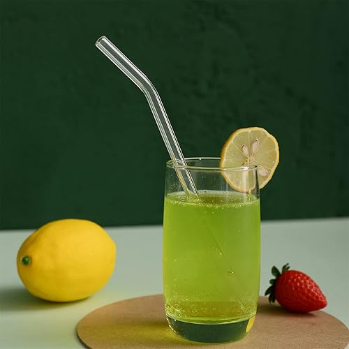Miniatura 2 de YAOSHENG Pajitas de vidrio reutilizables, 8.4 pulgadas x 0.315 in, pajitas transparentes para batidos, bebidas congeladas, batidos, té de burbujas.