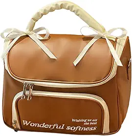 Nécessaire multifuncional para maquiagem, estojo portátil para guardar esmalte, pincéis e outros itens de higiene pessoal, Brown L