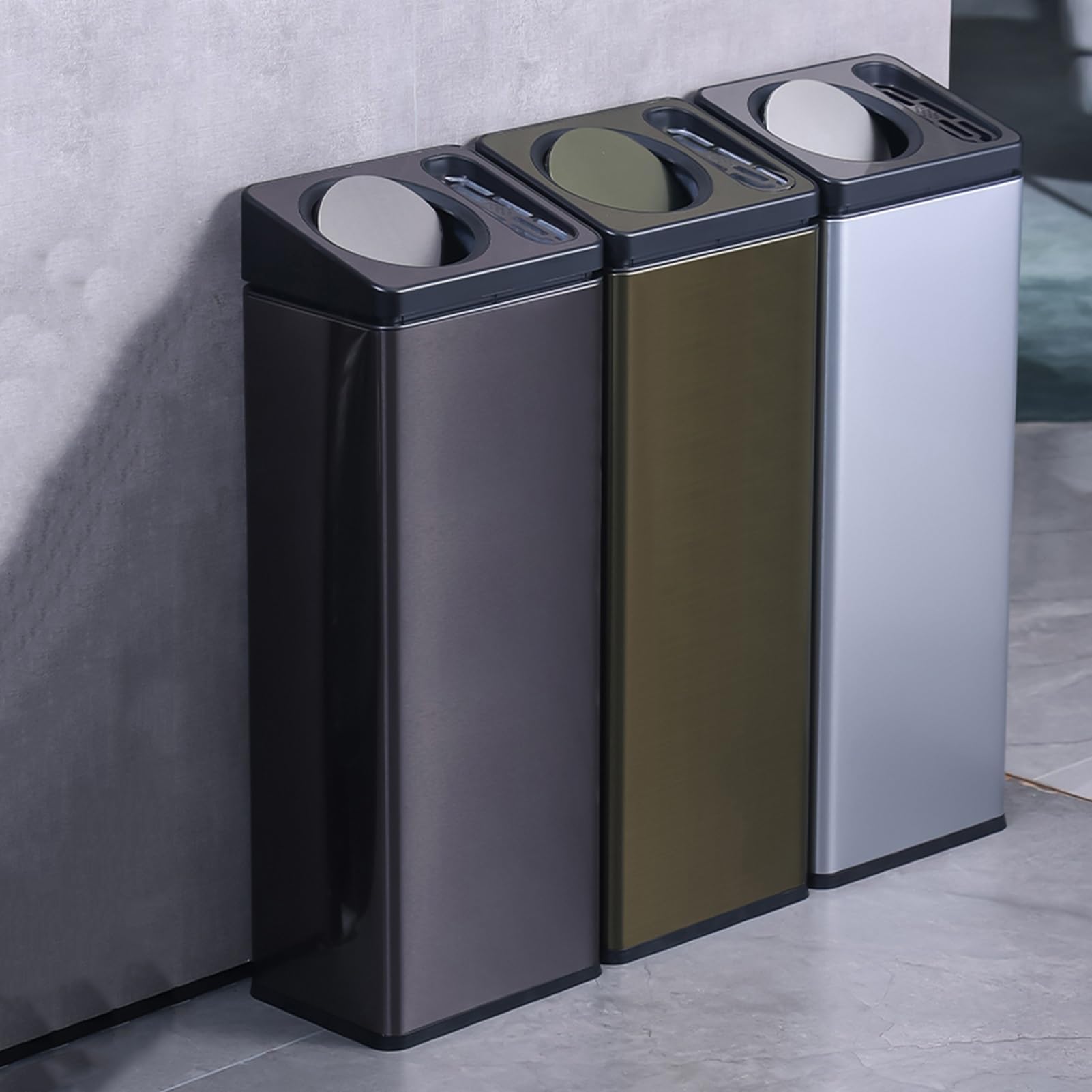 GOCHUSX Commercial Large-Capacity Trash Can, Stainless Steel Indoor Outdoor Trash Can, Removable Inner Bucket Garbage Can for Home, Office, Restaurant(Copper)