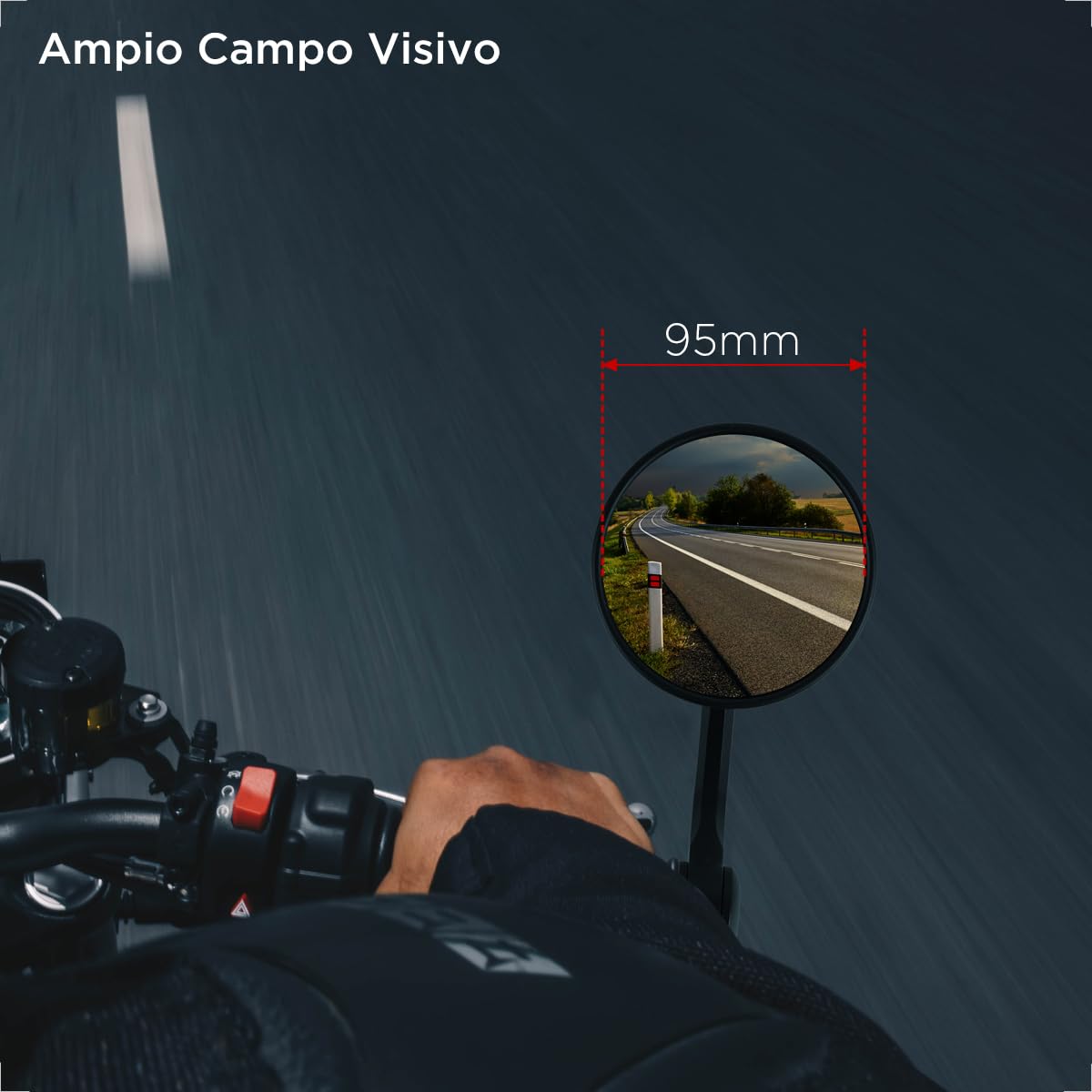 evermotor Motorrad Lenkerendenspiegel Rund, E-geprüft, 360° Drehbar