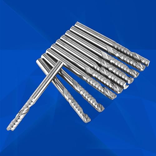 Miniatura 4 de Garosa 10 Uds. Fresa de carburo de tungsteno Fresa de extremo de carburo de tungsteno Cortador de fresado de flauta única espiral CNC Kit de rebabas