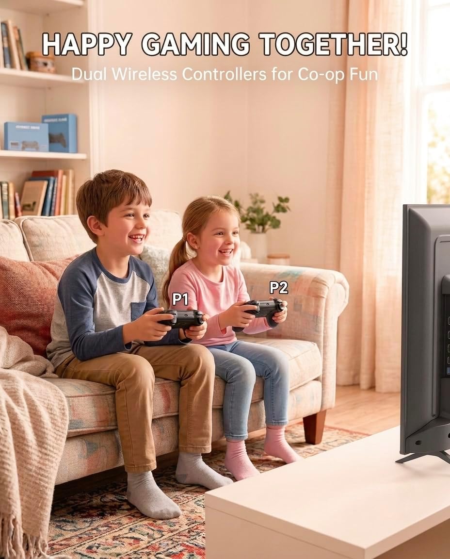 Video Game Console for Kids - preloaded 90+ Plug and Play TV Video Games | Gaming System with 2 Controllers, Indoor Interactive Family Toy , Xmas Birthday Toy Gift for Boys & Girls Ages 4+