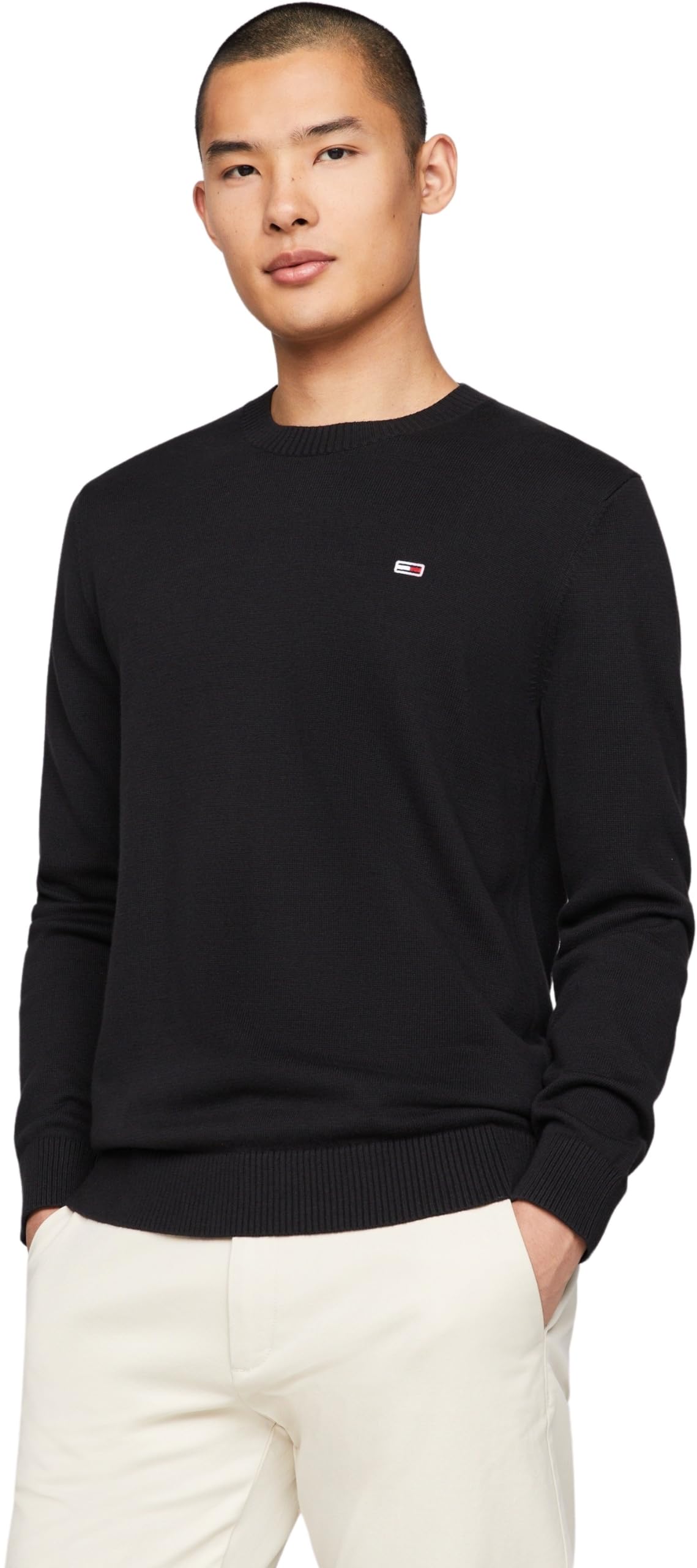 Tommy Jeans Men's Black (Black) Tjm Slim Essential Light Sweater Dm0dm18895 Pullovers, Xxl Uk
