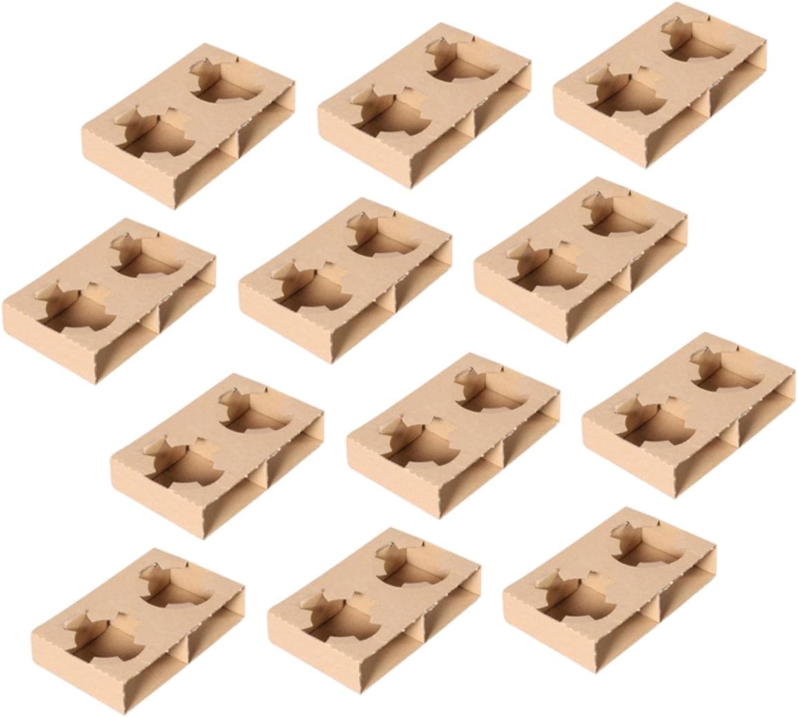 BESTOYARD 50pcs Corrugated Paper Cup Holder Cup Drink Carrier Tray for Takeout Sturdy Mug Stand