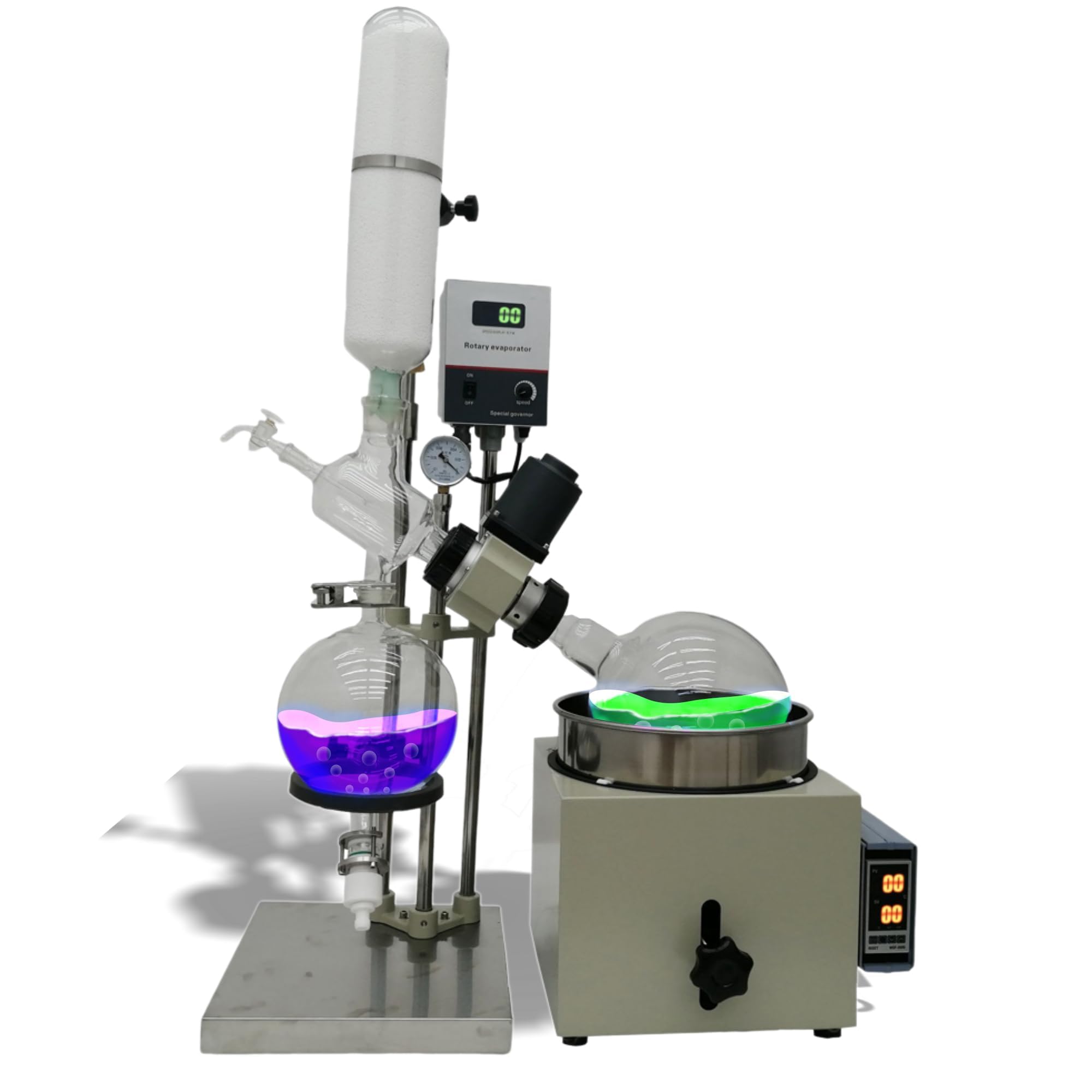 IntXanth 5L Rotary Evaporator, 110V/1540W Lab Rotavap with Temperature-Controlled Water Bath, 0-120rpm Speed, Lab Evaporator Manual Lifting