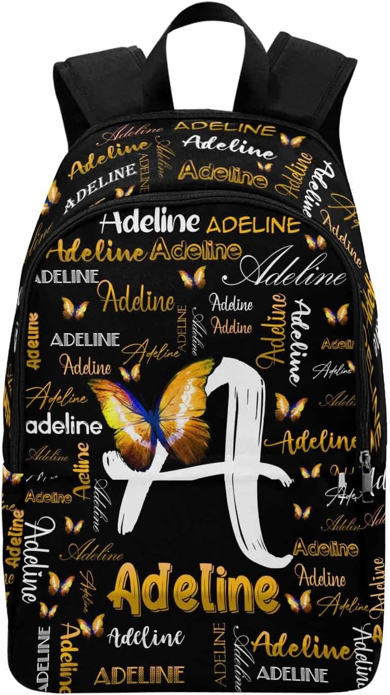 MyPupSocks Custom Backpack for Kids, Personalized Gradual Green Name Logo Black Bag Schoolbag Casual Daypack Customized Name Travel Laptop Bag Backpack for Daughter Son Teens Travel Picnic