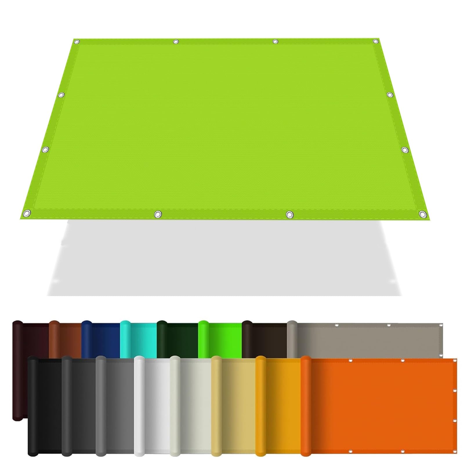 Voile d'ombrage imperméable 1,2x3,8m vert tendre avec oeillets pour pergola et patio