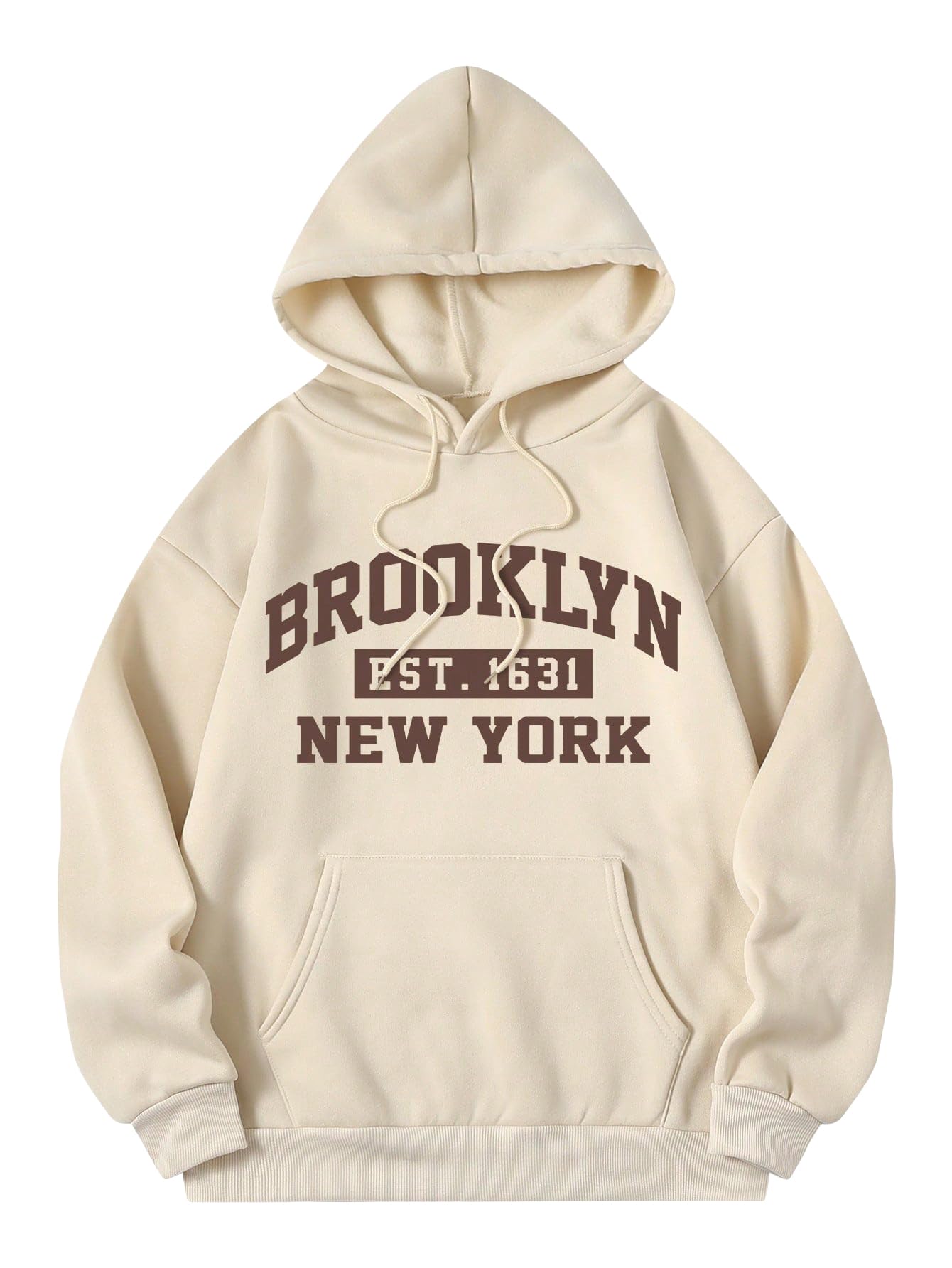 SHENHE Women's Slogan Letter Print Long Sleeve Hooded Sweatshirt