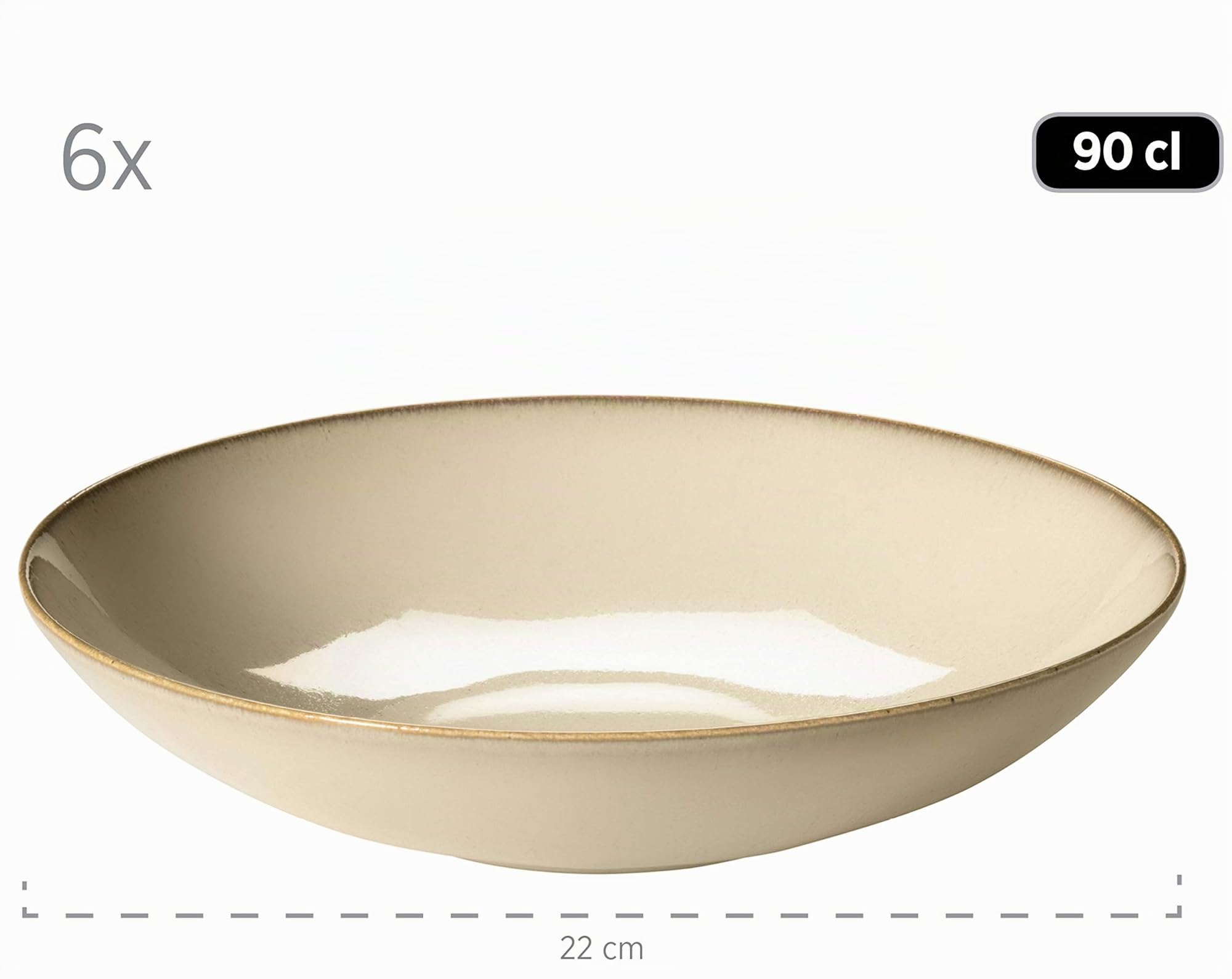MÄSER 931734 Ossia - Set di piatti per 6 persone in stile mediterraneo, stile vintage, 12 pezzi, con piatti fondi e piatti piani in grigio sabbia, ceramica, grigio sabbia