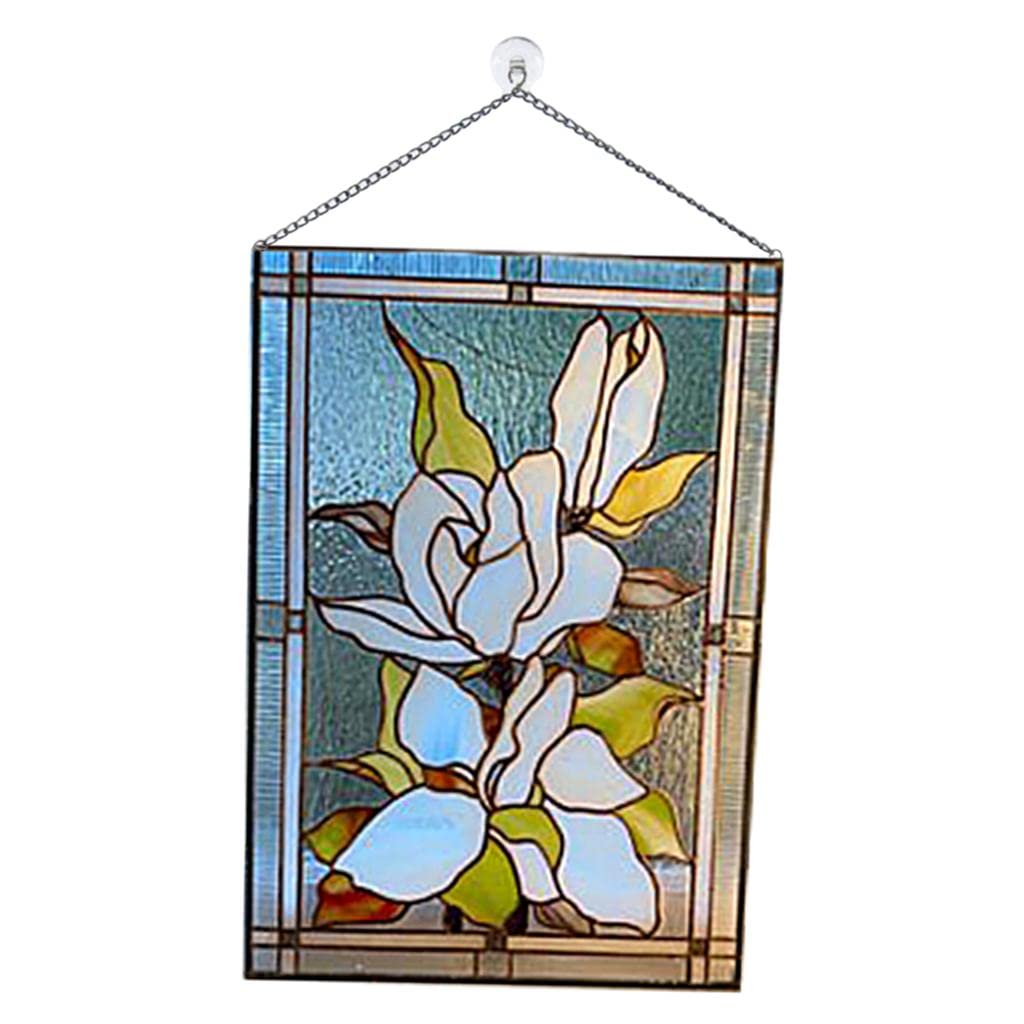 MERISHOPP®Stained Glass Rectangle Window Panel Suncatcher Wall Decor Magnolia|Home & Garden | Home Decor| Suncatchers & Mobiles-image-19