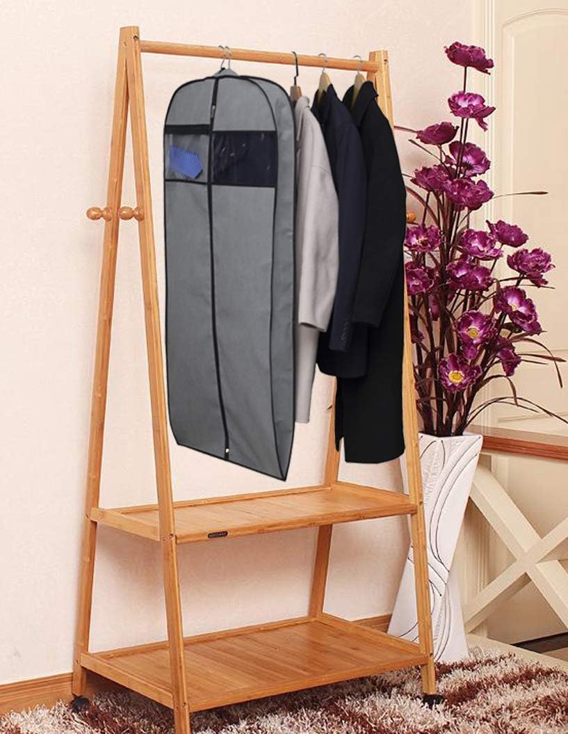 Bolsa De Traje Bolsas De Ropa De 50 "para Viajes, Bolsas De Traje Transpirables Con Ventana Transparente, Fundas Para Trajes, Camisas, Vestidos, Abrigos, 3 Uds. Para Almacenamiento De Vestidos(Grey)