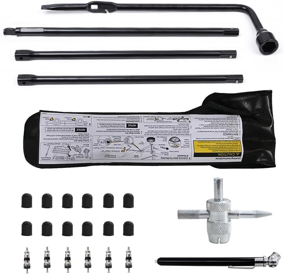 Spare Tire Removal Tool Kit Tire Lug Wrench Handle Replacement Set Fit For Chevrolet Chevy Silverado Avalanche Gmc Yukon Sierra Suburban Tahoe Cadillac (22mm)