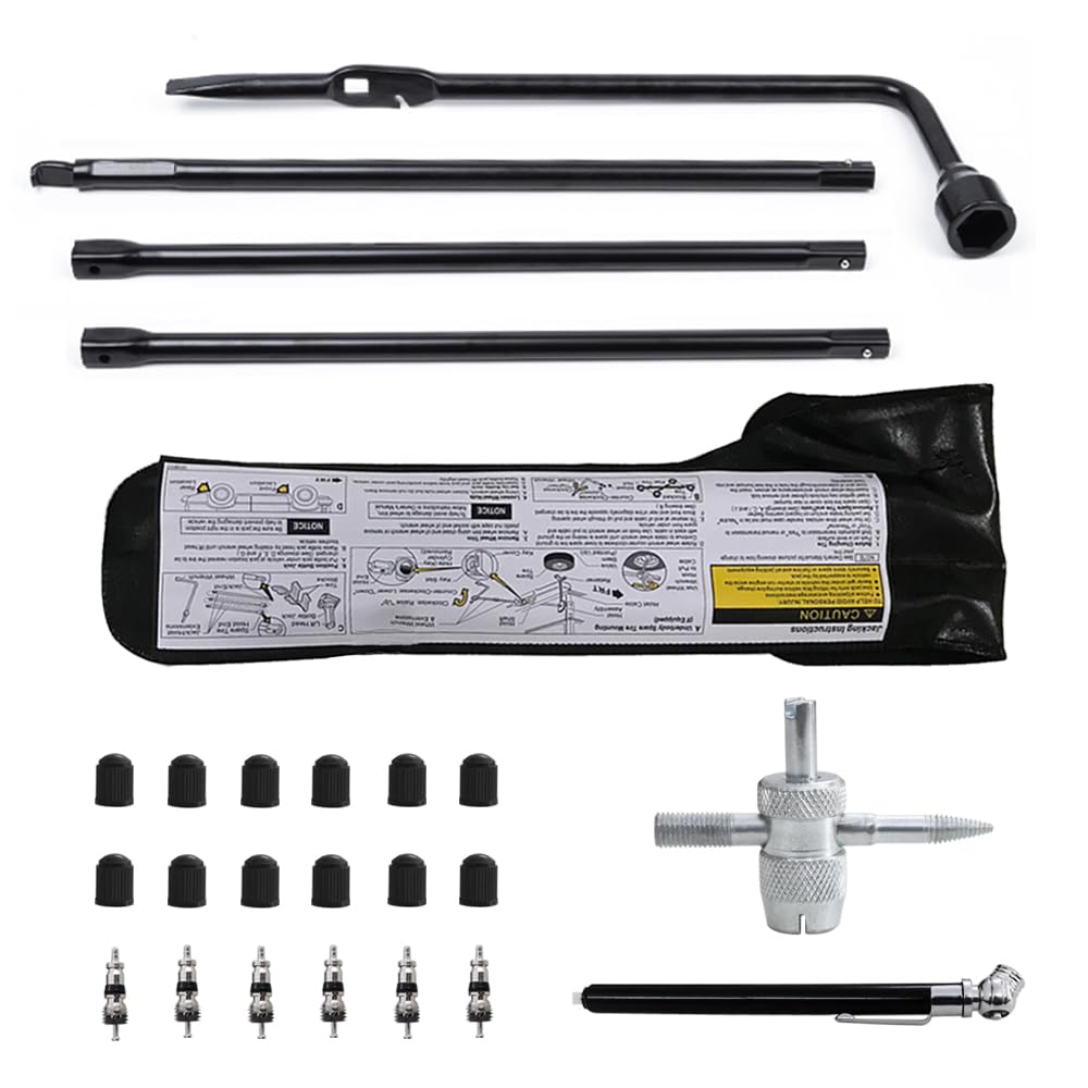 Spare Tire Removal Tool Kit Tire Lug Wrench Handle Replacement Set Fit For Chevrolet Chevy Silverado Avalanche Gmc Yukon Sierra Suburban Tahoe Cadillac (22mm)