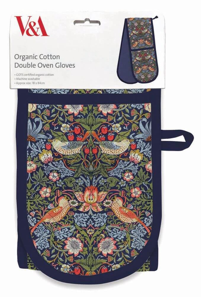 Museums & Galleries Double Oven Gloves William Morris Strawberry Thief - Luxury Organic Cotton, OGL028