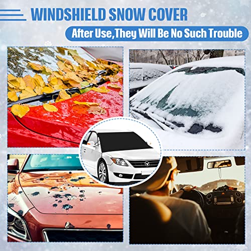 Frienda 4 Pieces Car Windshield Sun Cover Car Side Mirror Snow Cover Soft Snow Sun Mirror Cover Automotive Exterior Accessories Waterproof Snow Wiper Protector For Automobiles Suv Van Truck Sedan #TOP1