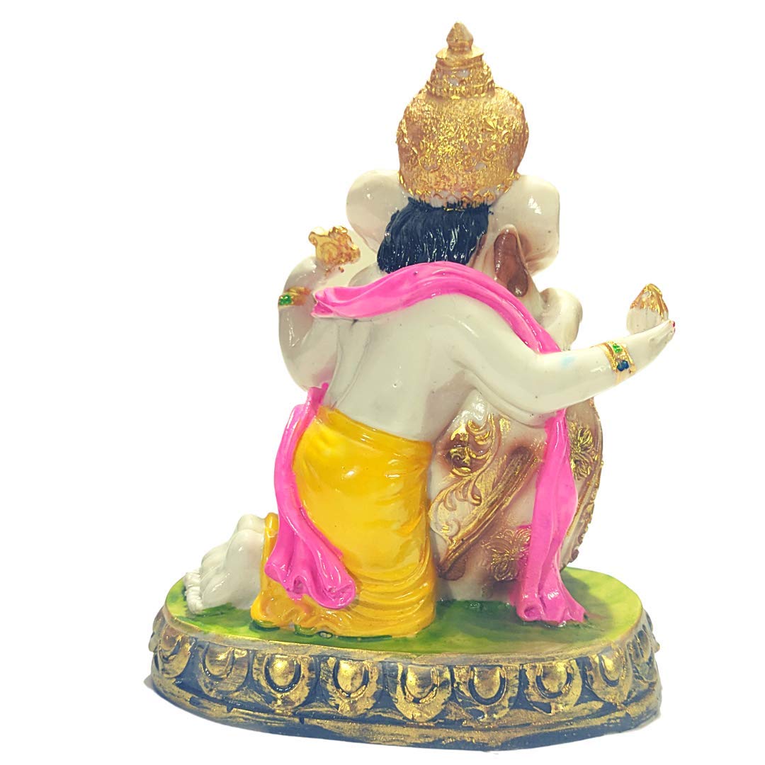 Craftghar Handicraft Polyresin Ganesha Idol with Shank Showpiece for Home and Office Decor, Yellow - Image 3 thumbnail