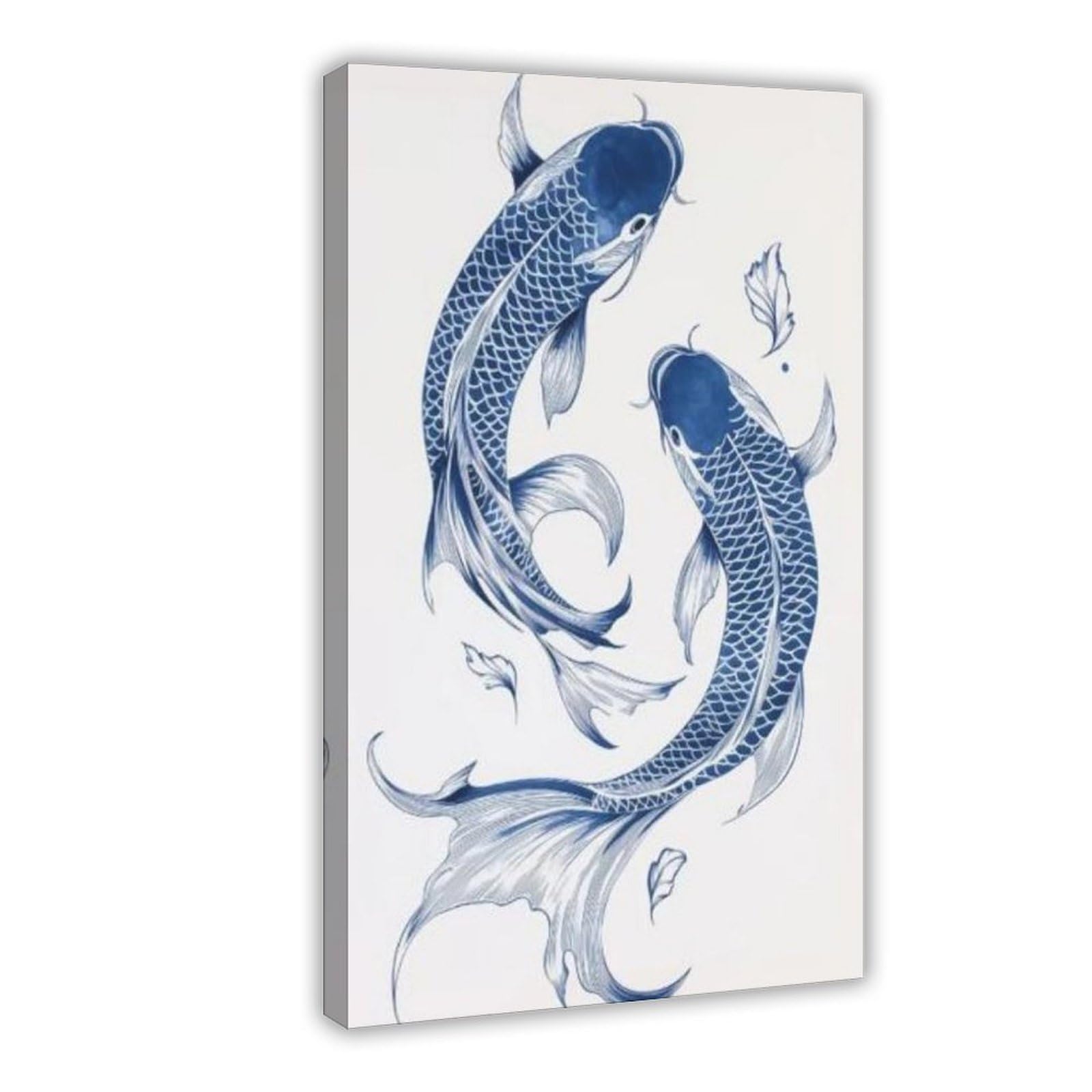 Nffbgfd Blue Koi Print, Japanese Canvas Poster Wall Art Print Picture Paintings 12X18inch(30X45cm)