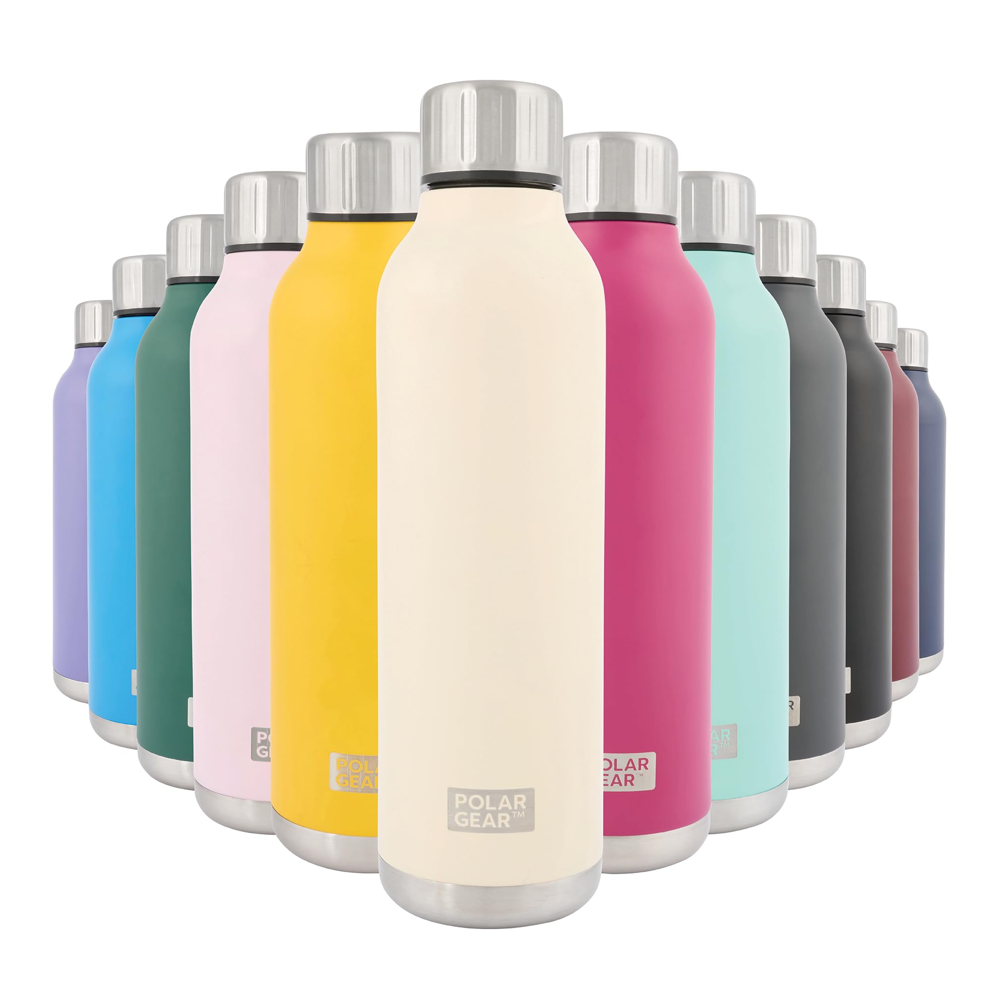 Polar Gear Stainless Steel Water Bottle - 500ml Vacuum Insulated Metal Water Bottle, Double Wall, Leakproof Drinks Bottle - 12H Hot, 24H Cold - Perfect for Work, Travel, Sports, Gym (Cream)