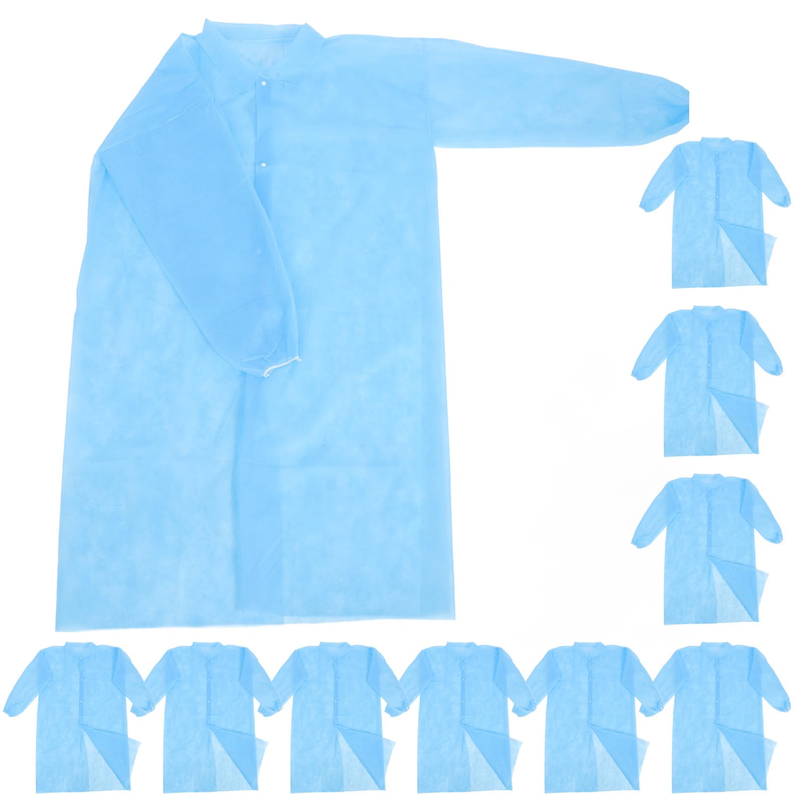 Generico 10 Camici da Laboratorio Monouso Non Tessuto Bottoni Tute Protettive Leggere e Traspiranti 3Xl per Ambienti di Laboratorio Abbigliamento da Lavoro Protettivo Unisex Set da 10