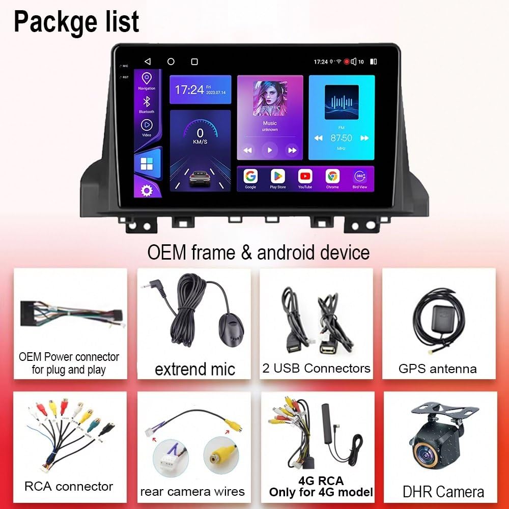 Radio Macchina Touch Screen per Moskvich 3 2022-2024 Wireless Carplay Android Auto Stereo Auto Bluetooth Ips con Pantalla Táctil con Gps, 8 Nucleo 8G+256G