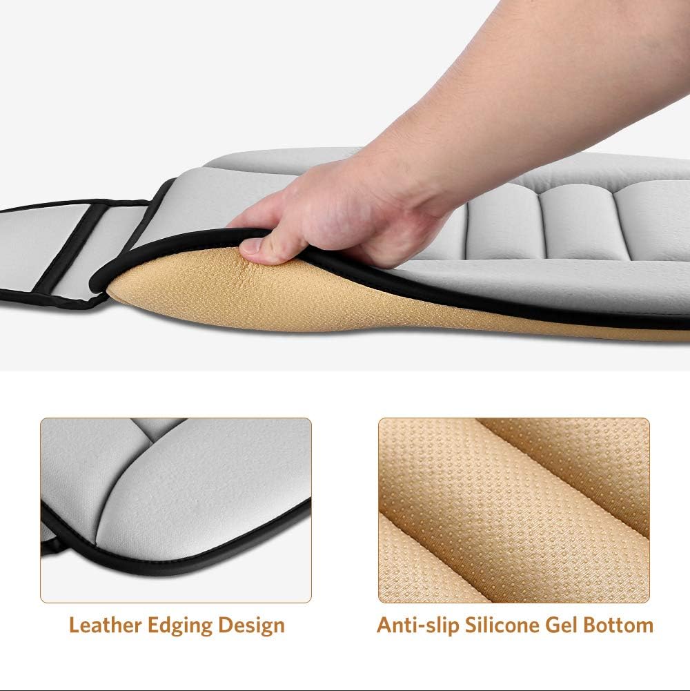 Tsumbay Car Seat Cushion, Driver Seat Cushion with Comfort Memory Foam & Non-Slip Rubber Bottom with Storage Pouch, Breathable Car Interior Seat Cover Pad Mat for Auto Supplies Office Chair - Grey : Automotive