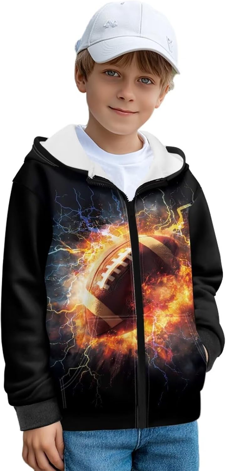 Long Sleeve Hoodies for Boys 6-16Y Winter Fleece Hooded Hoodies Back to School Clothes