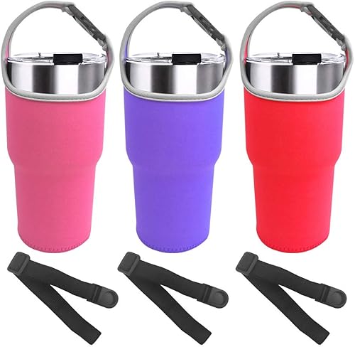 Sonku Paquete de 3 soportes para vasos de 30 onzas, con correa, funda de neopreno de repuesto con asa de transporte, 3 colores