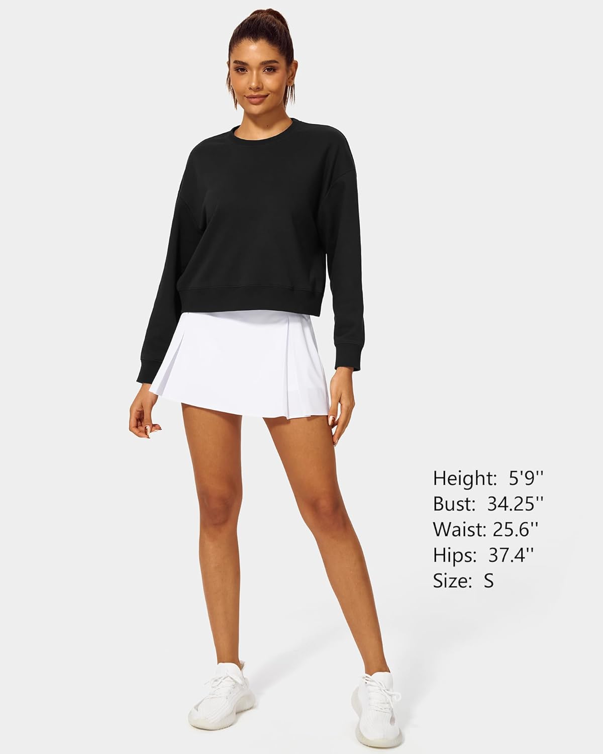 Stelle Cropped Sweatshirts for Women Cotton Long Sleeve Crop Tops Crewneck Pullover Oversized Sweater - Image 8