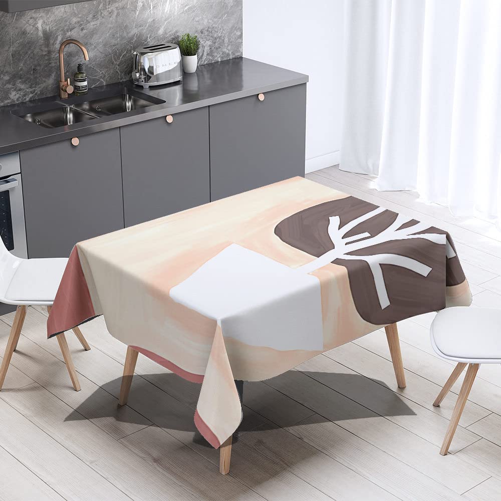 Rechteckige Tischdecke, Wasserdicht & Knitterfrei – 140x200 Cm Beige Polyester Für Party, Küche & Feiertage