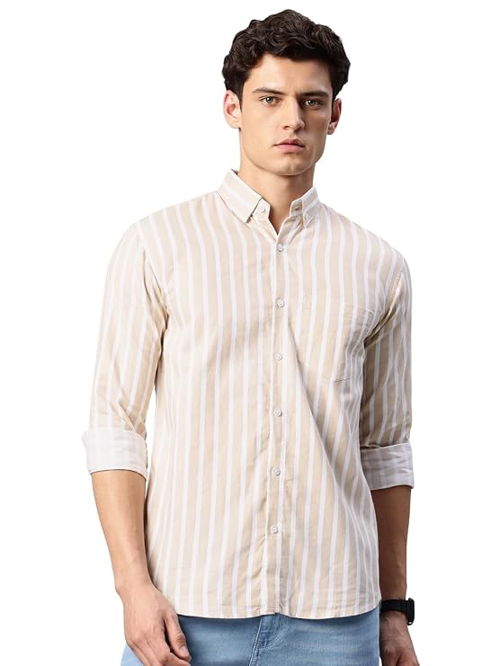 Majestic Man Classic Slim Fit Vertical Striped Casual Cotton Shirt
