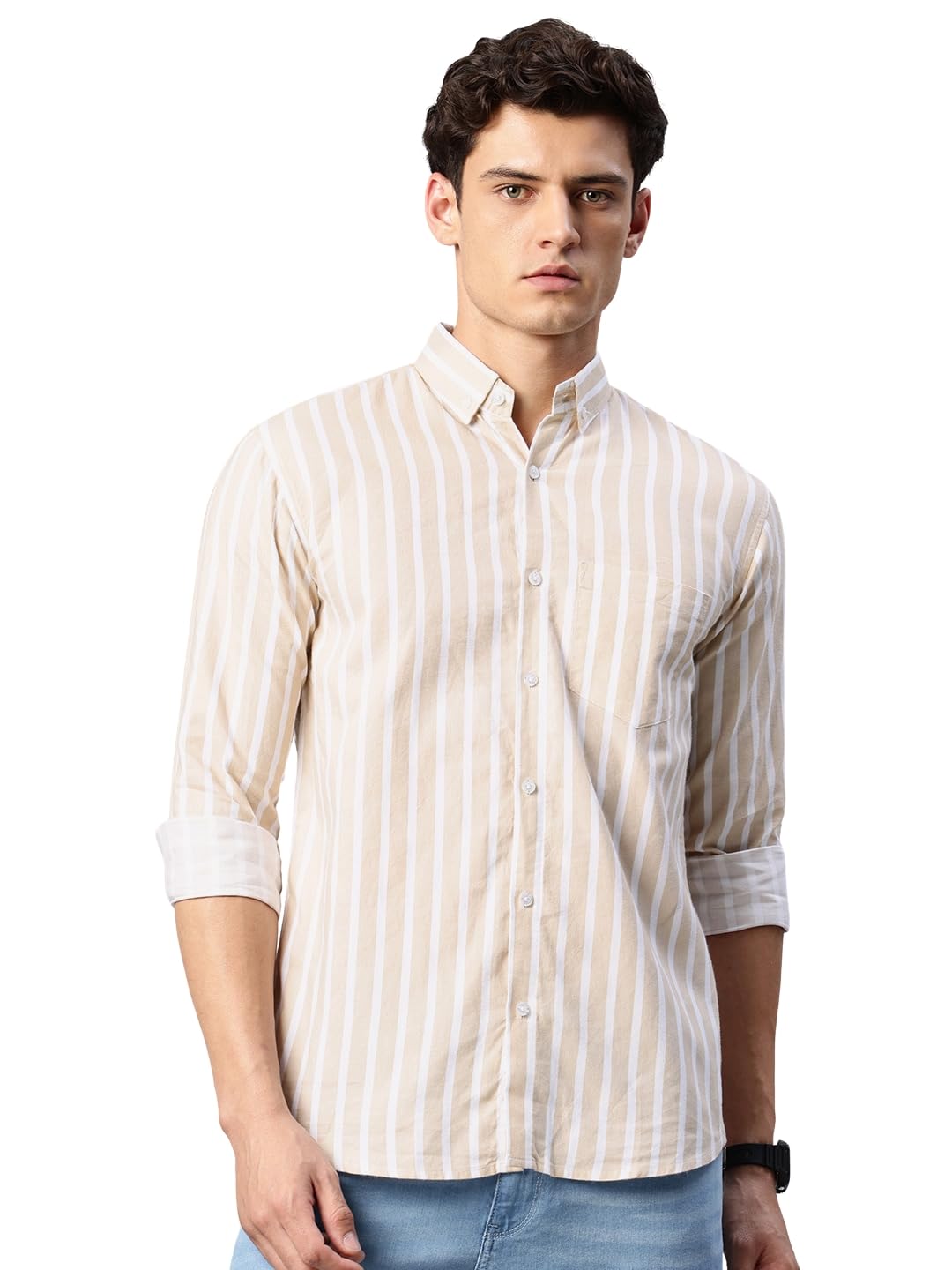 Majestic Man Classic Slim Fit Vertical Striped Casual Cotton Shirt