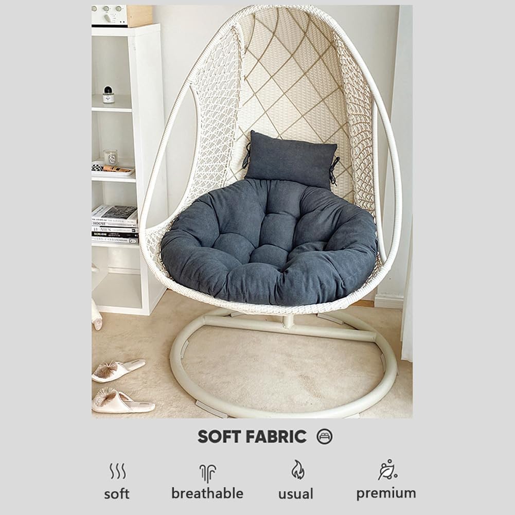 Hanging Chair Cushion,41inch Egg Chair Cushions Cover with Headrest,Thicken Resistant Breathable Back Cushions for Hammock Chair (Yellow)