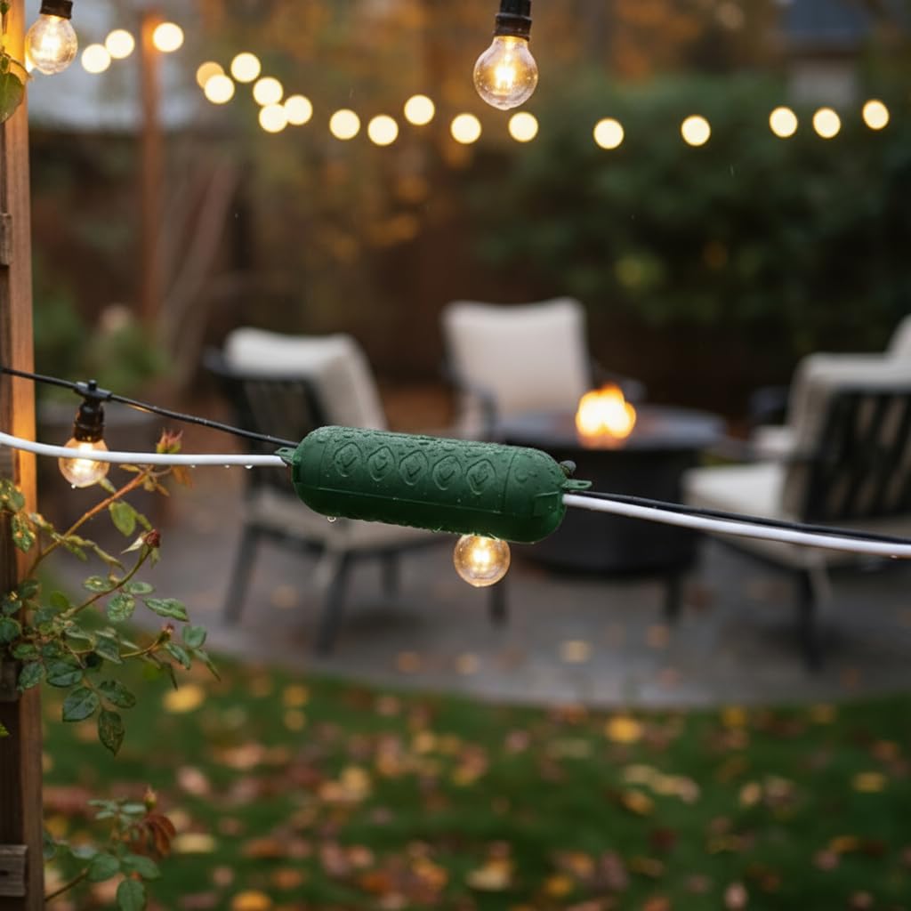 2 Stück grüne Verlängerungskabelabdeckung für den Außenbereich, wasserdicht, wetterbeständig, für den Außenbereich und Weihnachtslichter, Schutz für Halloween, Weihnachten