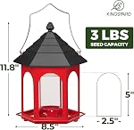 Kingsyard Metal Bird Feeder for Outdoors Hanging, 3 lbs Seed Feeder, Wild Bird Feeders for Garden Cardinal Finch Bluebird, Easy to Fill & Clean, Red