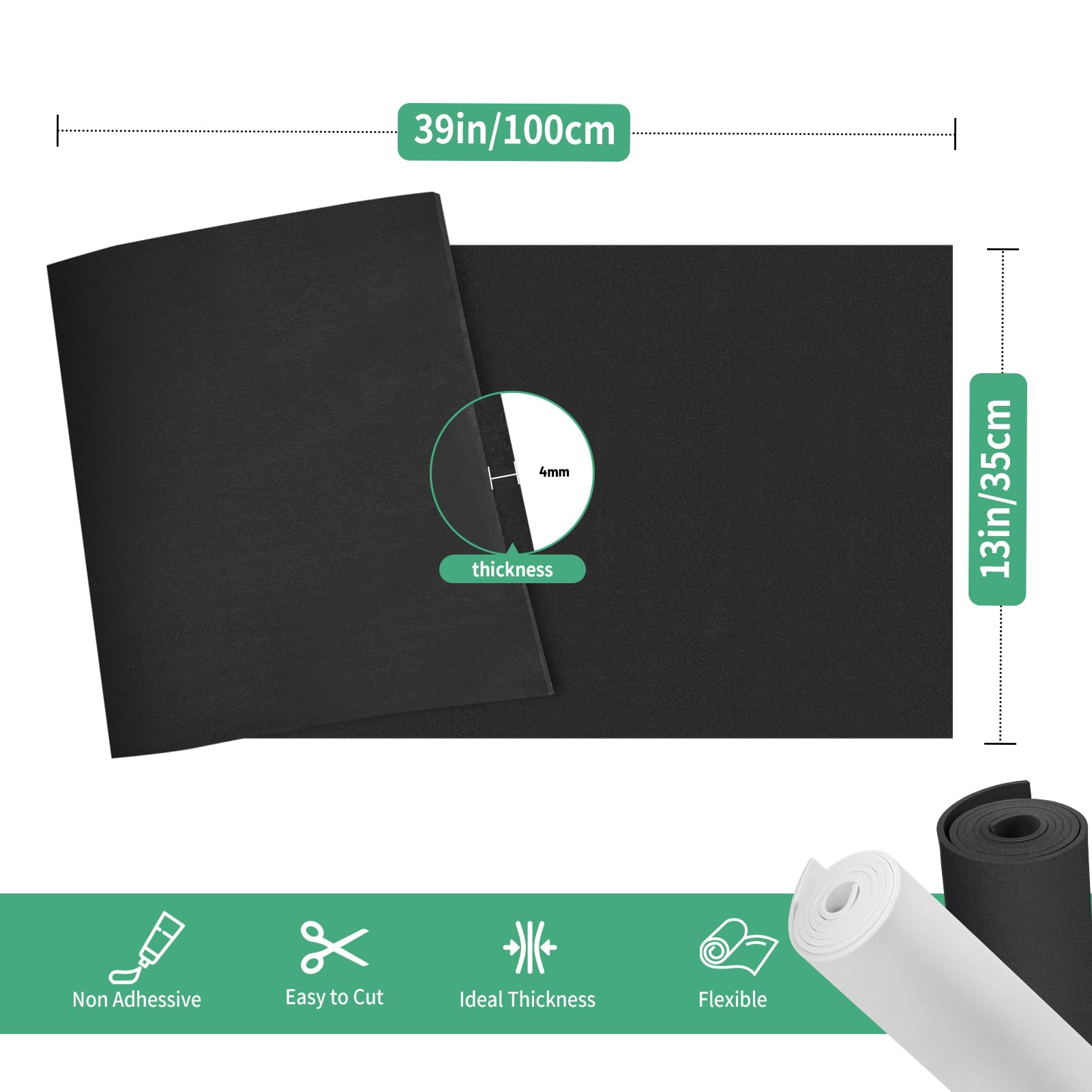 EVA Cosplay Foam Sheets - 4mm Thick Black 14