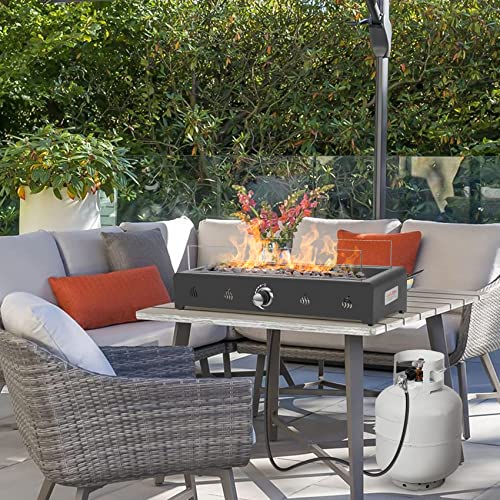 Onlyfire 28'' Tabletop Fire Pit Table, Propane Fire Pit with Bottom Air Intake, Glass Wind Guard and Fire Glass, Outdoor Rectangular Smokeless Fire Table by onlyfire - Image 5