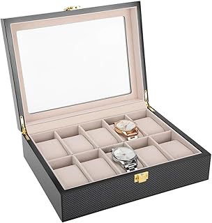 Rotekt Scatola Porta Orologi,Custodia Orologio da Viaggio, Cassa di immagazzinamento di monili dell'orologio della Cassa di immagazzinamento dell'esposizione Dipinta Orologio di Legno del Reticolo 10