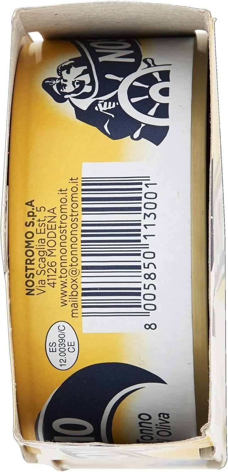 12x Nostromo Tonno all'Olio di Oliva,Pesce in Scatola,Ogni Confezione contiene 2 Lattine da 160g + 1 Confezione di Talco Felce Azzurra in omaggio, Busta da 100g