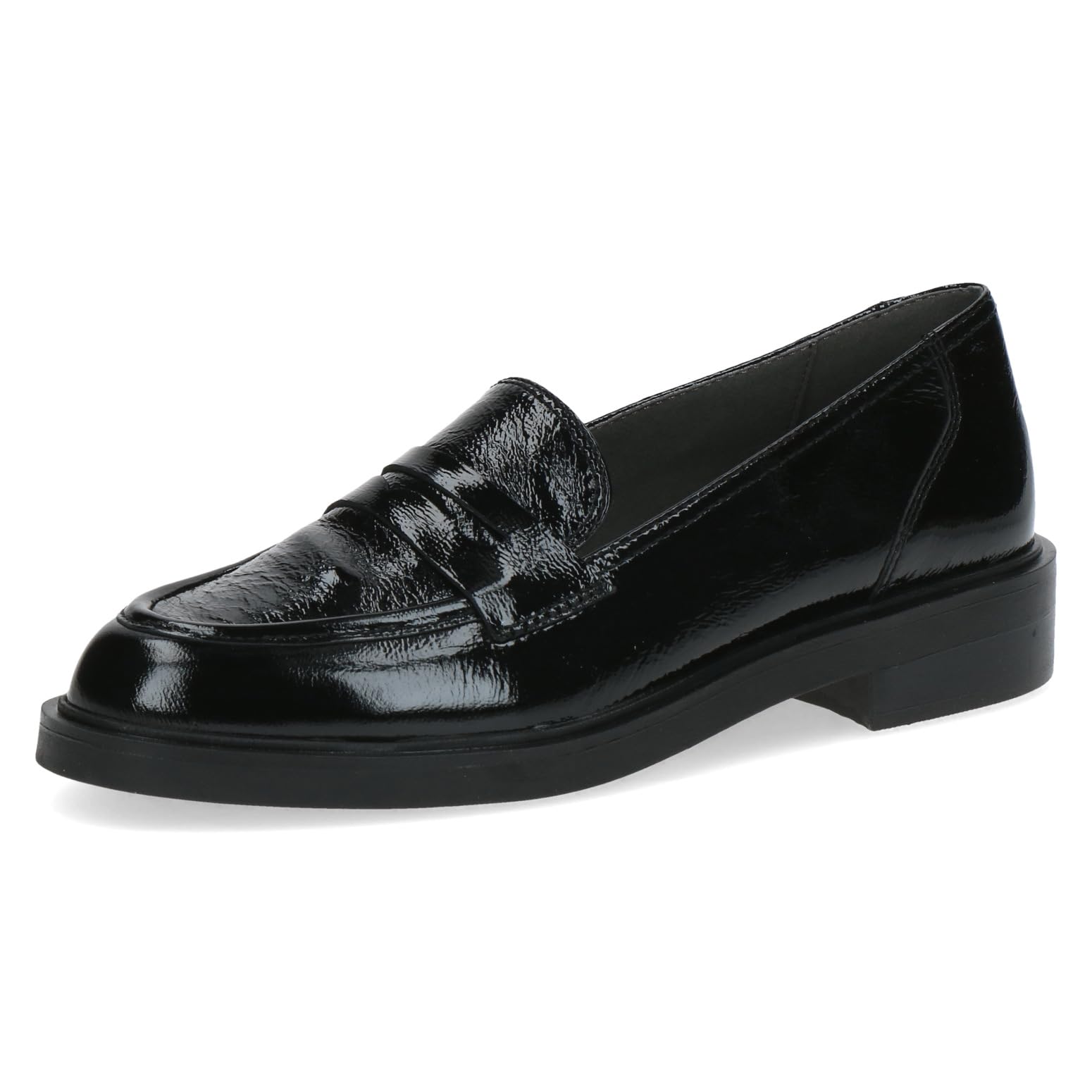 CAPRICE Women's Leather Loafers with Block Heel, Black (Black Naplak), 6 UK
