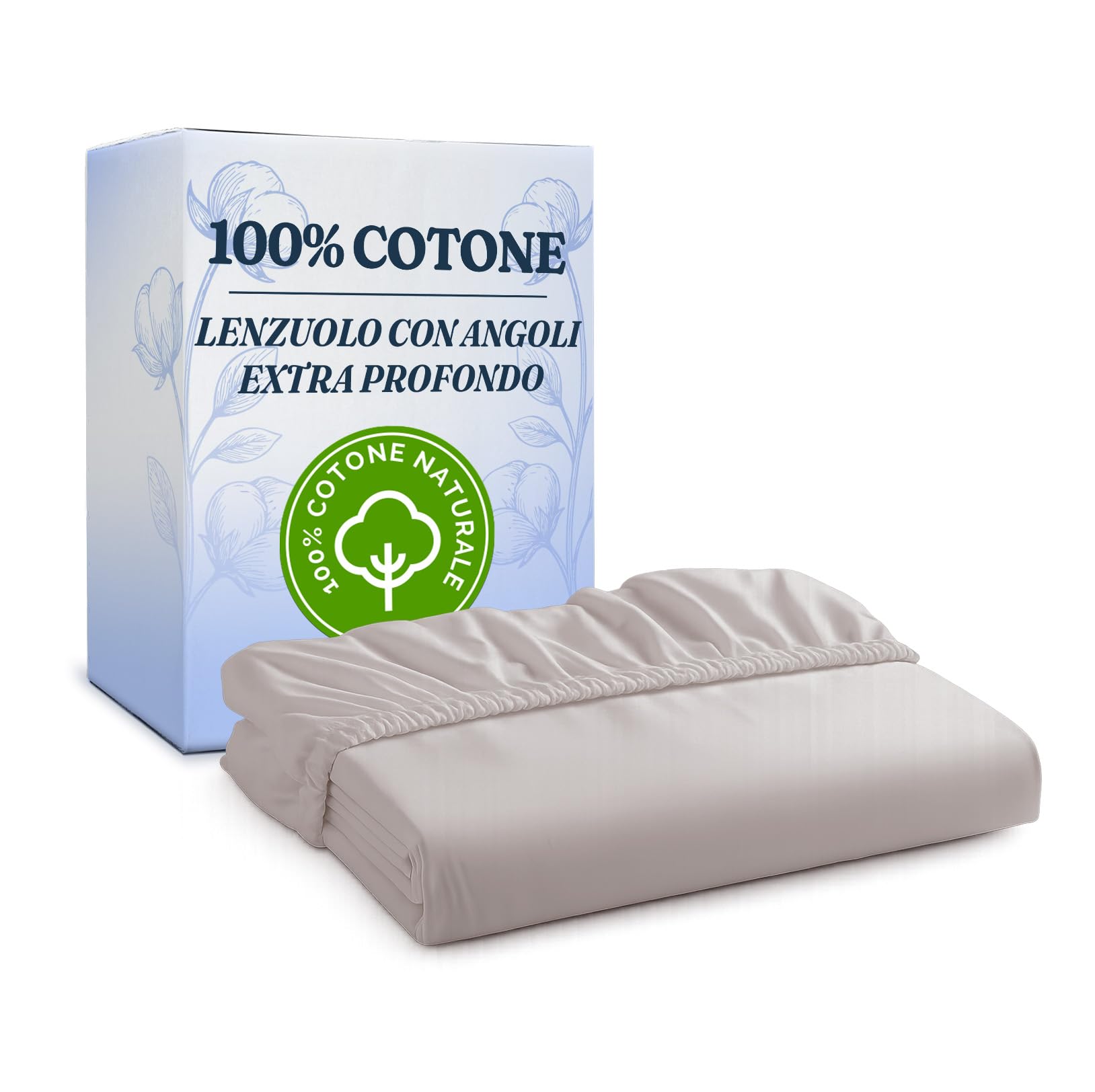Lenzuolo con angoli 160x200cm - 100% cotone - Lenzuolo con angoli per materassi fino a 30 cm altezza - Biancheria premium 400 fili cotone - Certificato OEKO-TEX - Confezione singola - Grigio chiaro