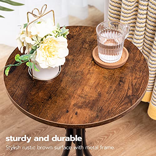 Hoobro Side Tables Set Of 2, Retro Round End Table With X-Shaped Metal Frame, Small Accent Table For Small Space, Living Room, Bedroom, Balcony, Rustic Brown Bf06Bz01 #TOP7