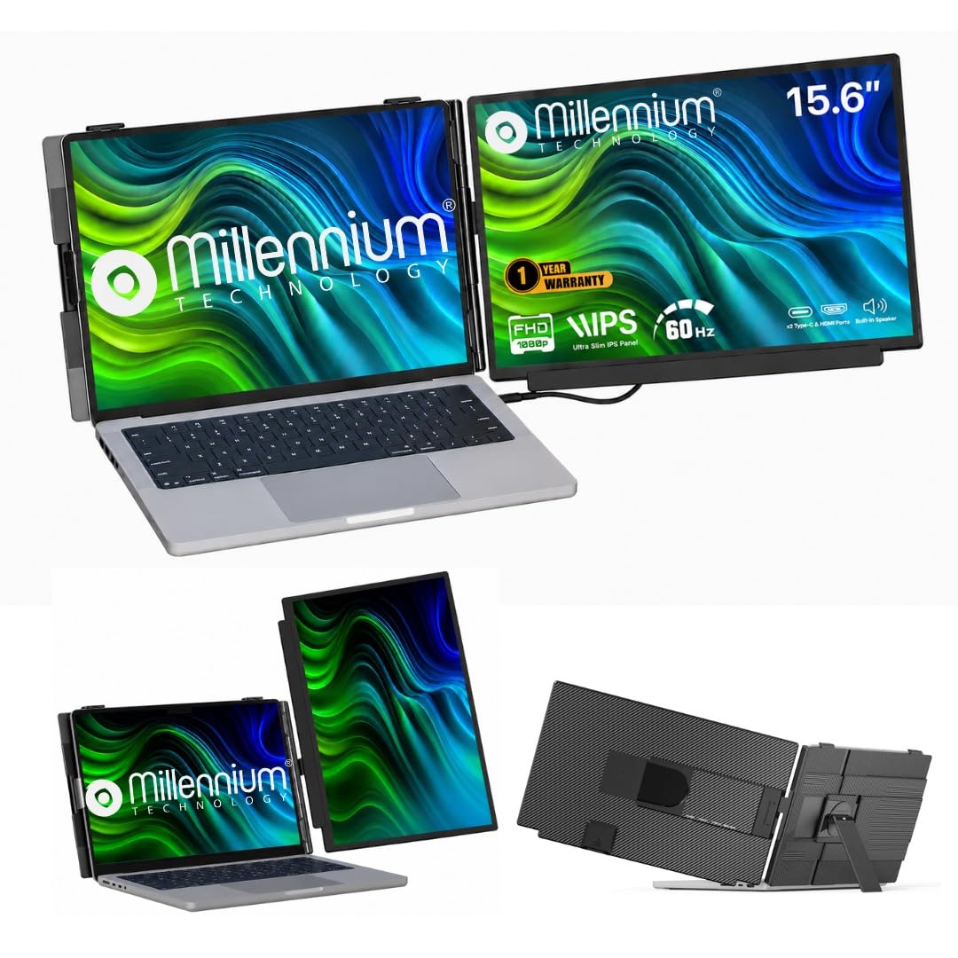 15.6 Inch FHD Portable Monitor | Ultra-Slim Foldable Screen Extender | USB Type-C & HDMI | Compatible with Laptop, PC, Mac (15.6")-image-19